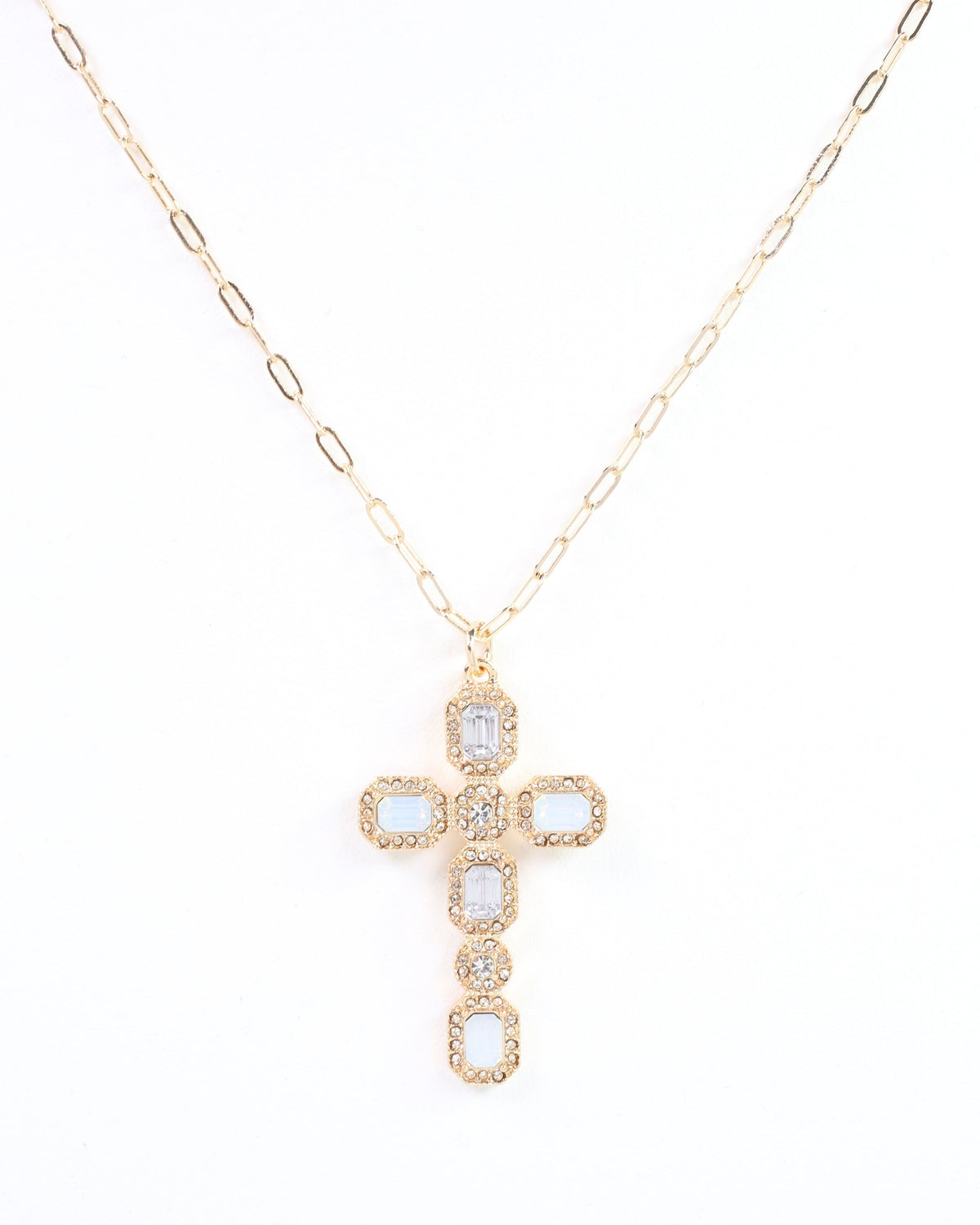 Carter Cross Necklace White Opal