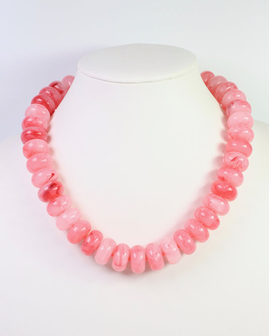 Pipestone Marble Beaded Necklace Pink