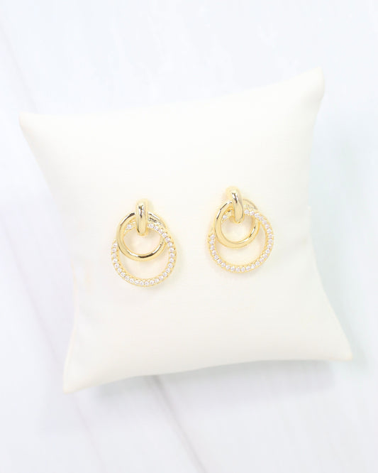Tipton CZ Double Circle Earring Gold