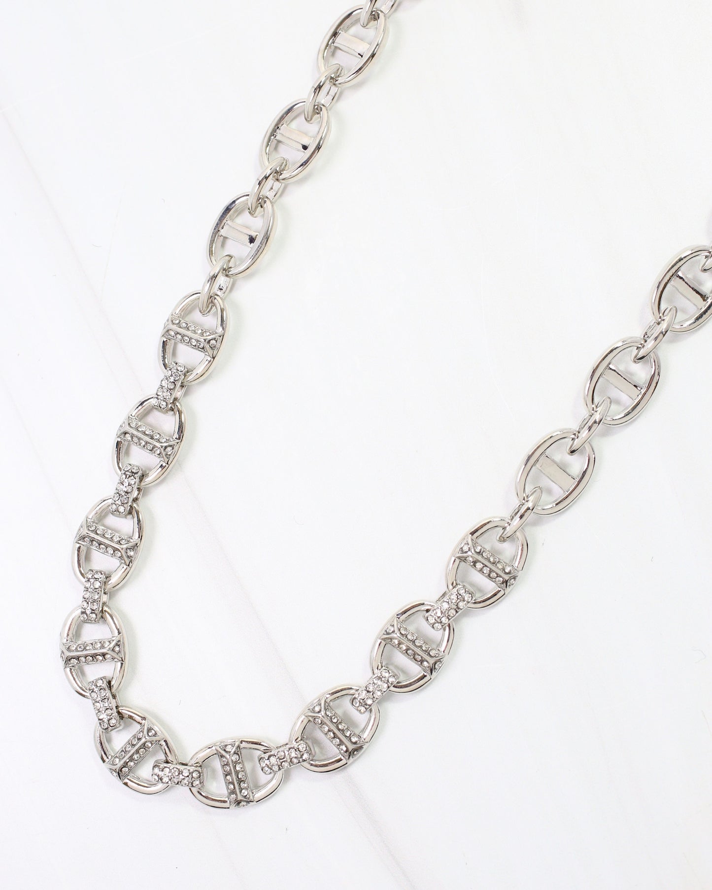 Norwich Pave Chain Necklace Silver