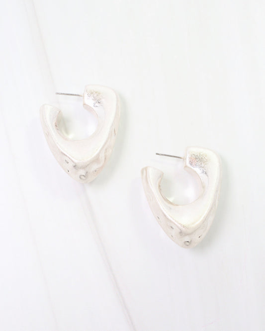 Kaylee Hammered Hoop Worn Silver