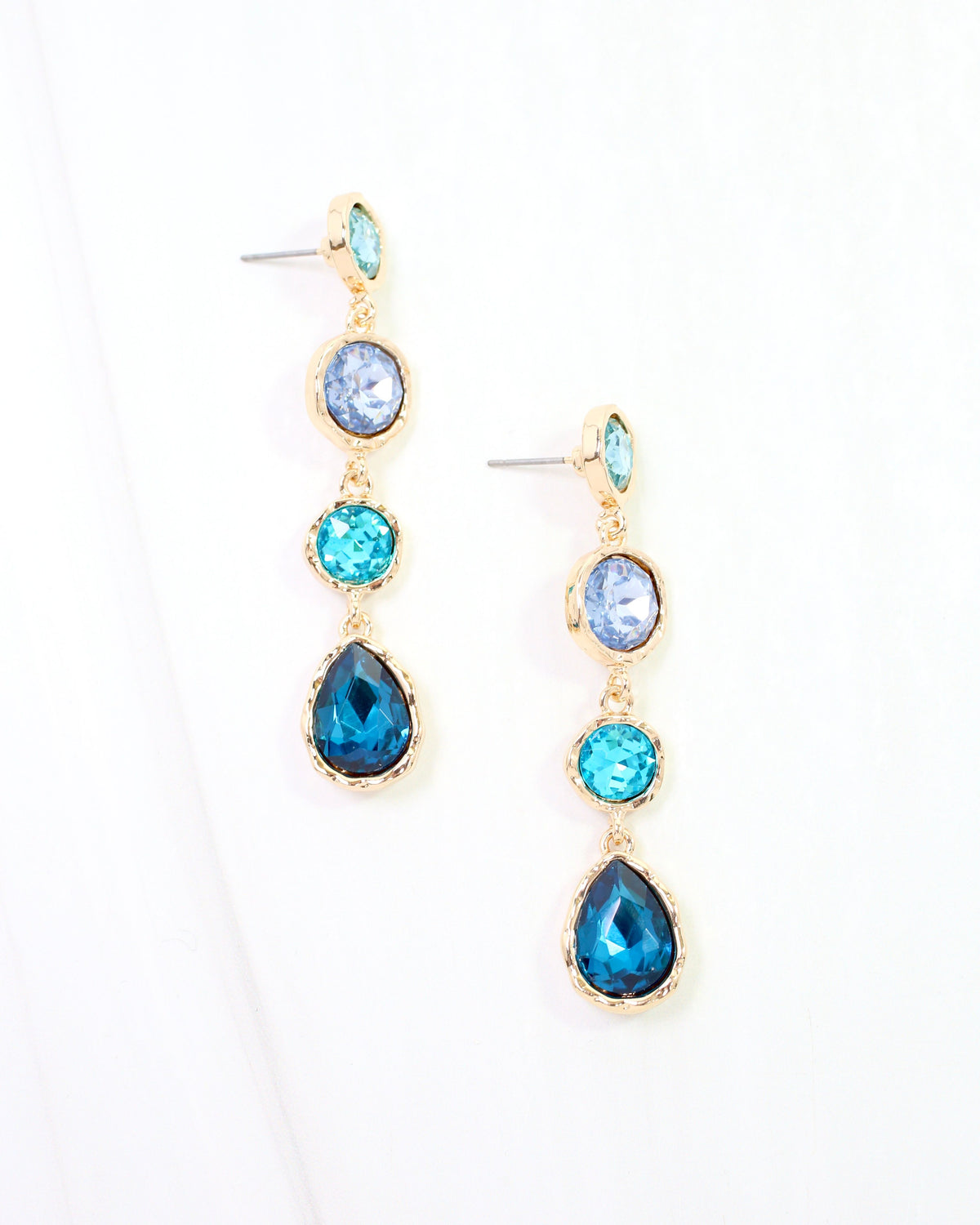 Sailish Linear Crystal Dangle Earring Blue Multi