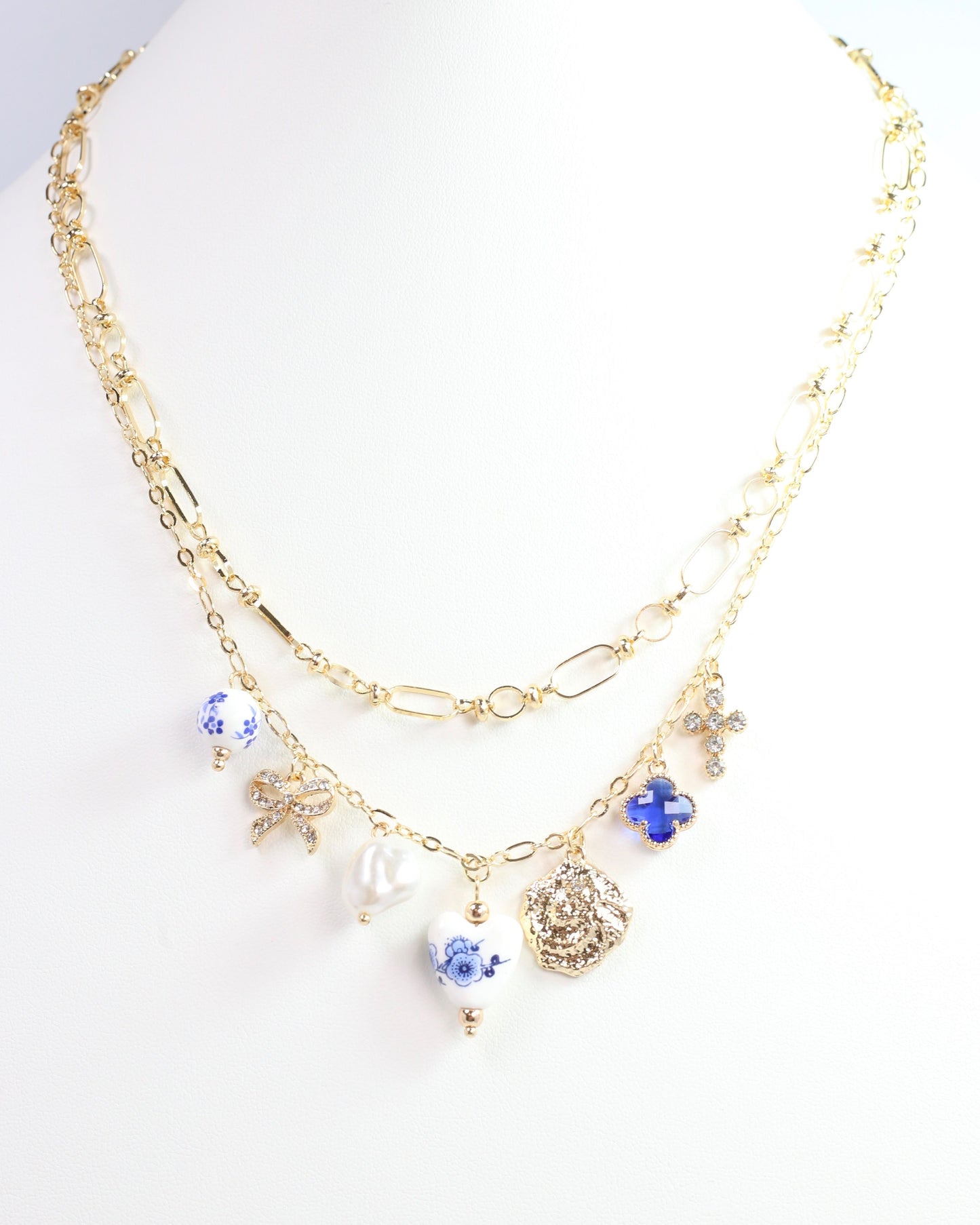Gwendolyn Layered Charm Necklace Gold