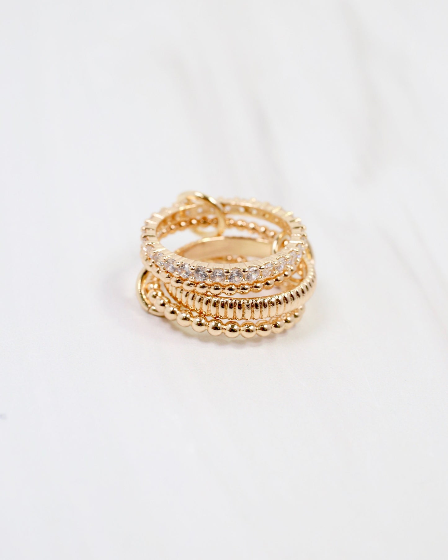 Cranford Interlocking CZ Ring Set WR Gold