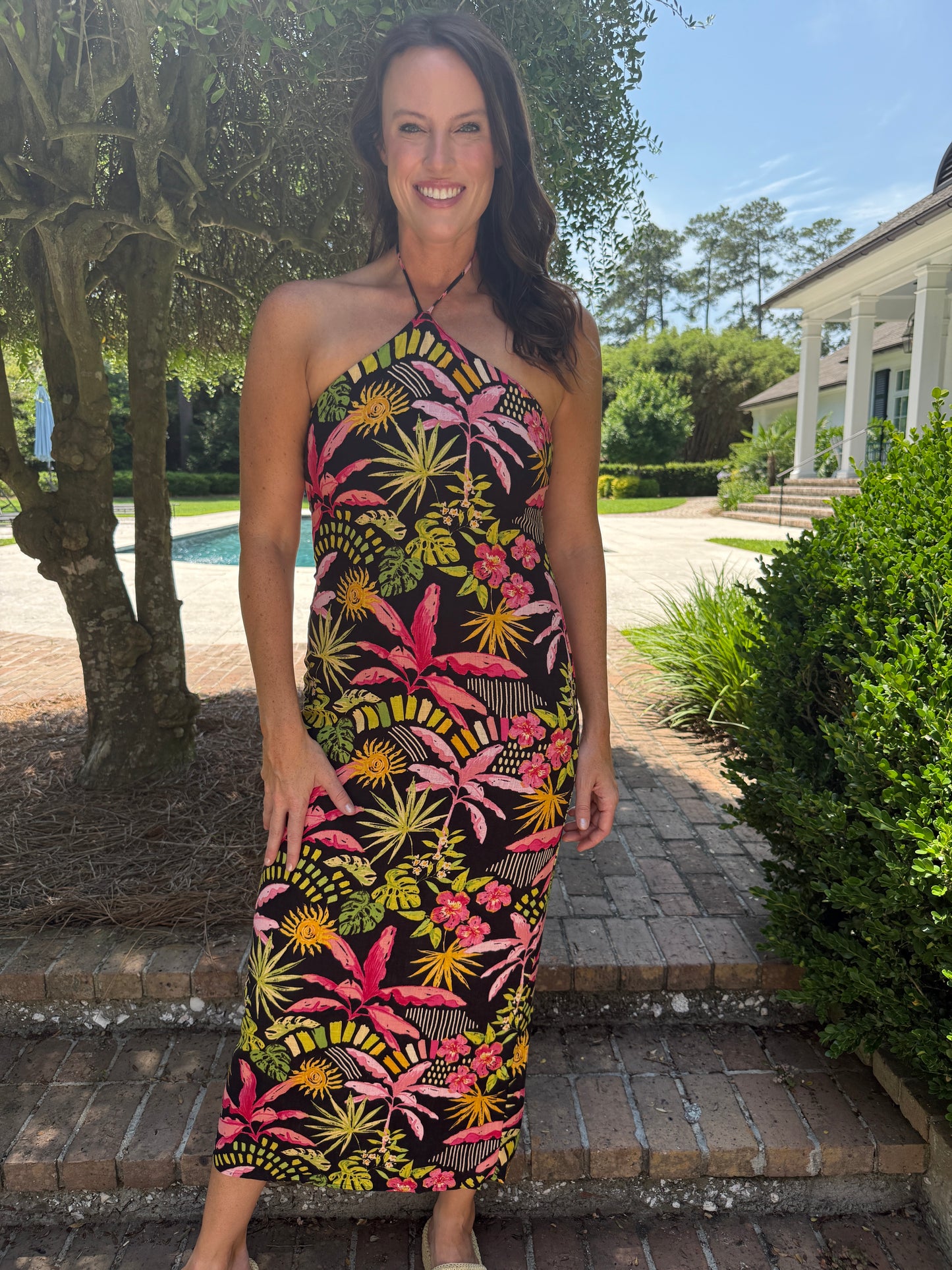 Tropical Babe Halter Maxi Dress
