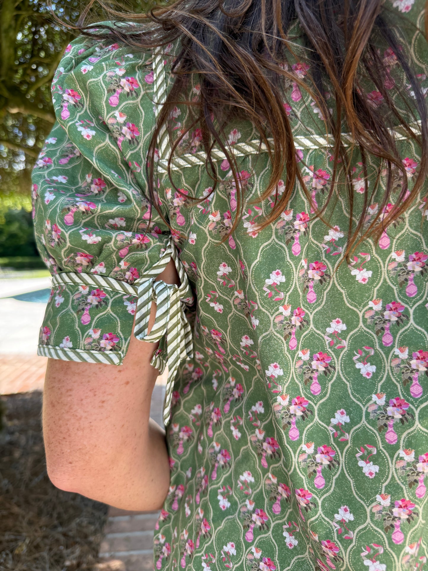 Carmen Olive Floral Print Top