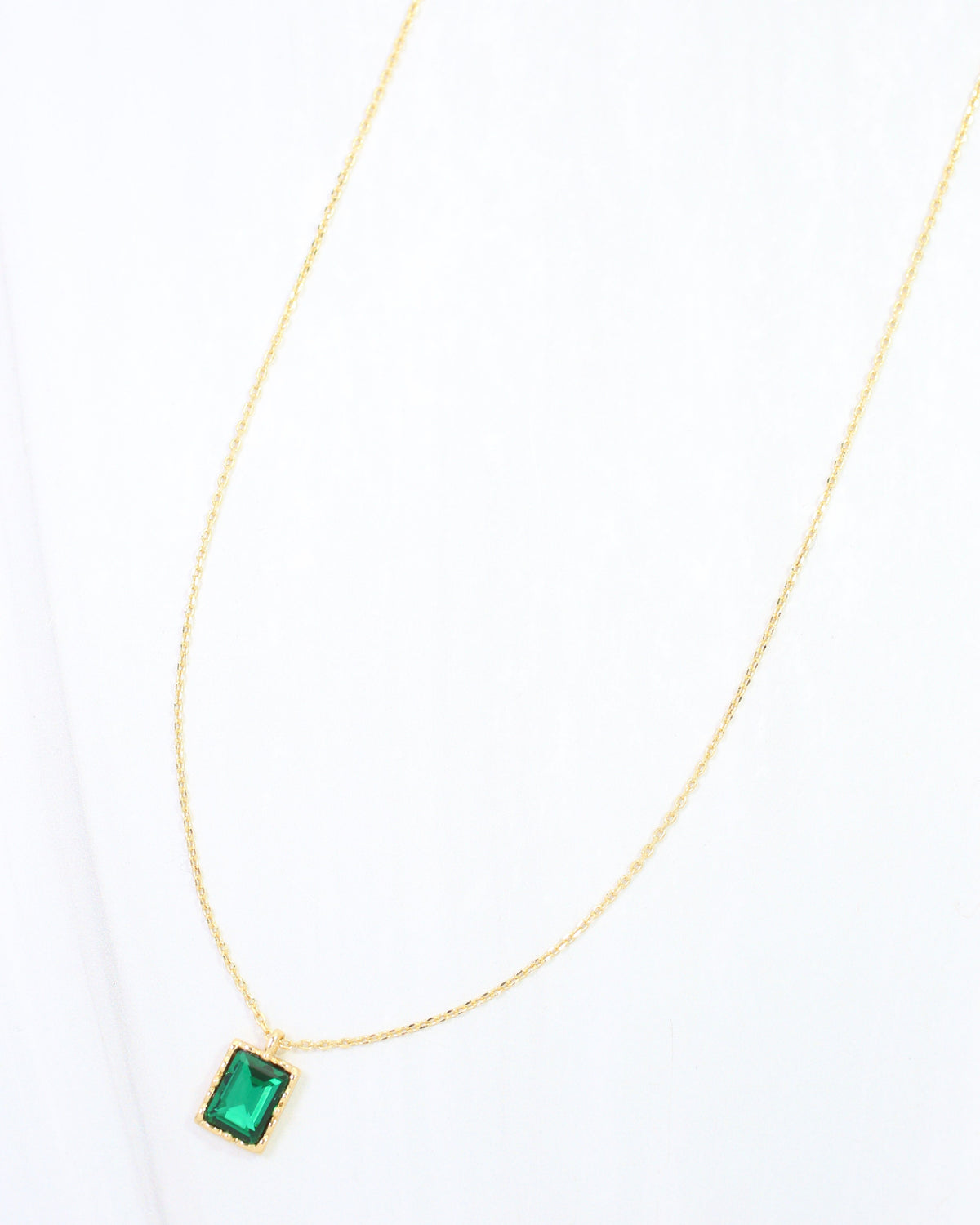Edwardo Emerald Cut CZ Necklace WR Emerald