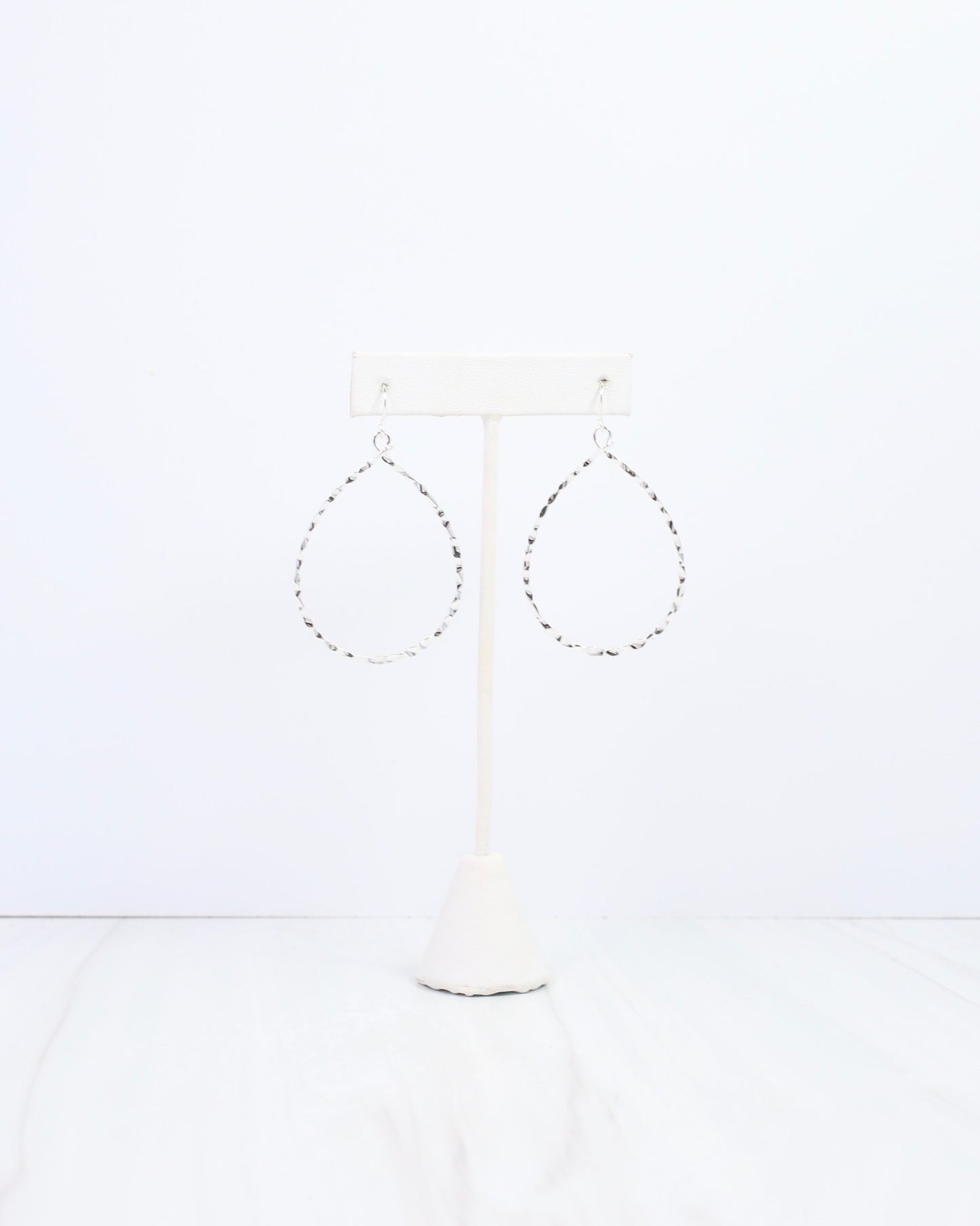 Griffith Textured Teardrop Hoop Earring WR Silver