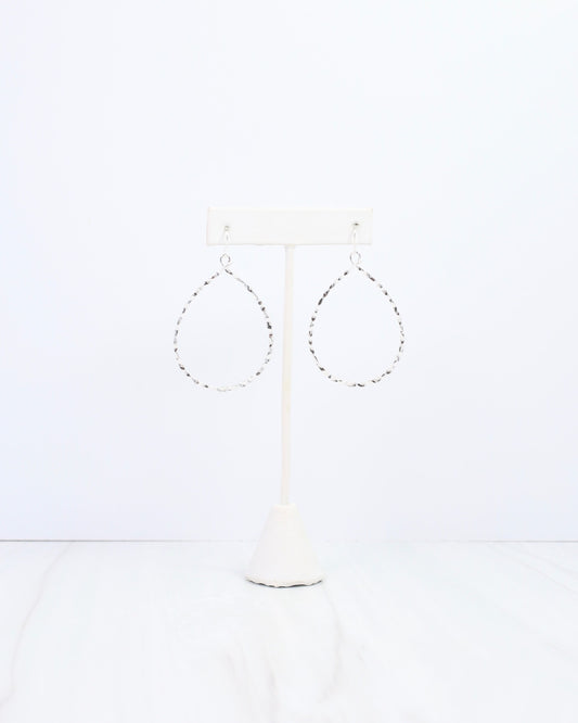 Griffith Textured Teardrop Hoop Earring WR Silver