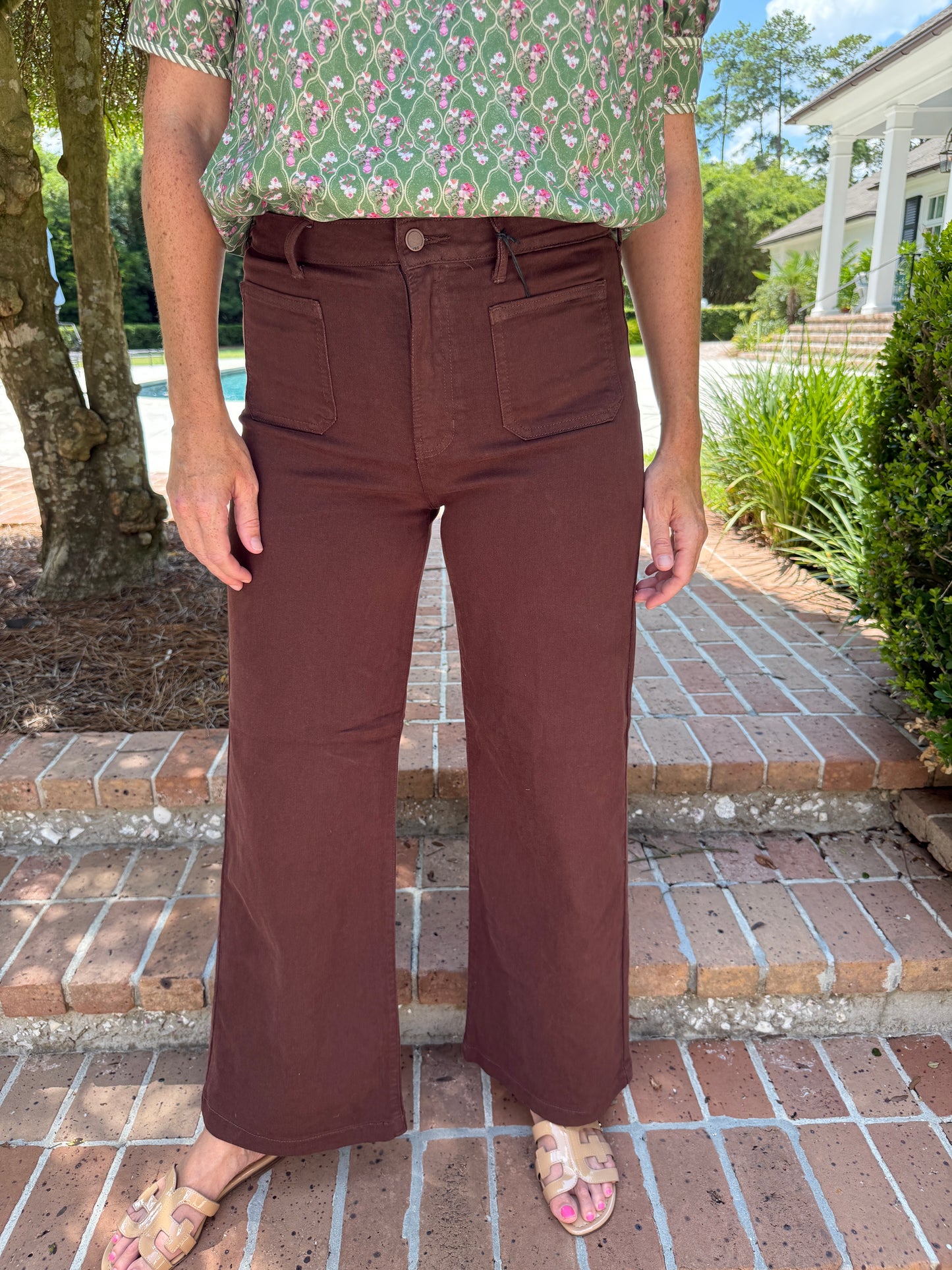 Just Black Mini Patch Pocket Jeans- Brown