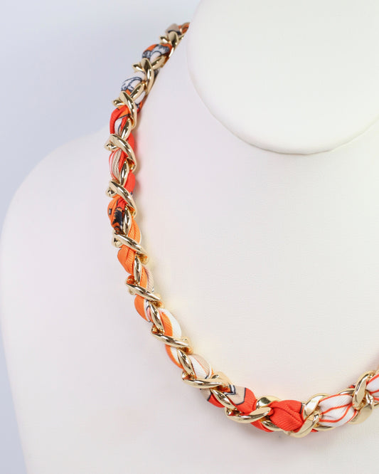 Corydon Braided Chain Scarf Necklace Orange
