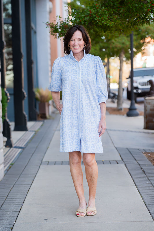 Blair Geometric Print Collard Dress