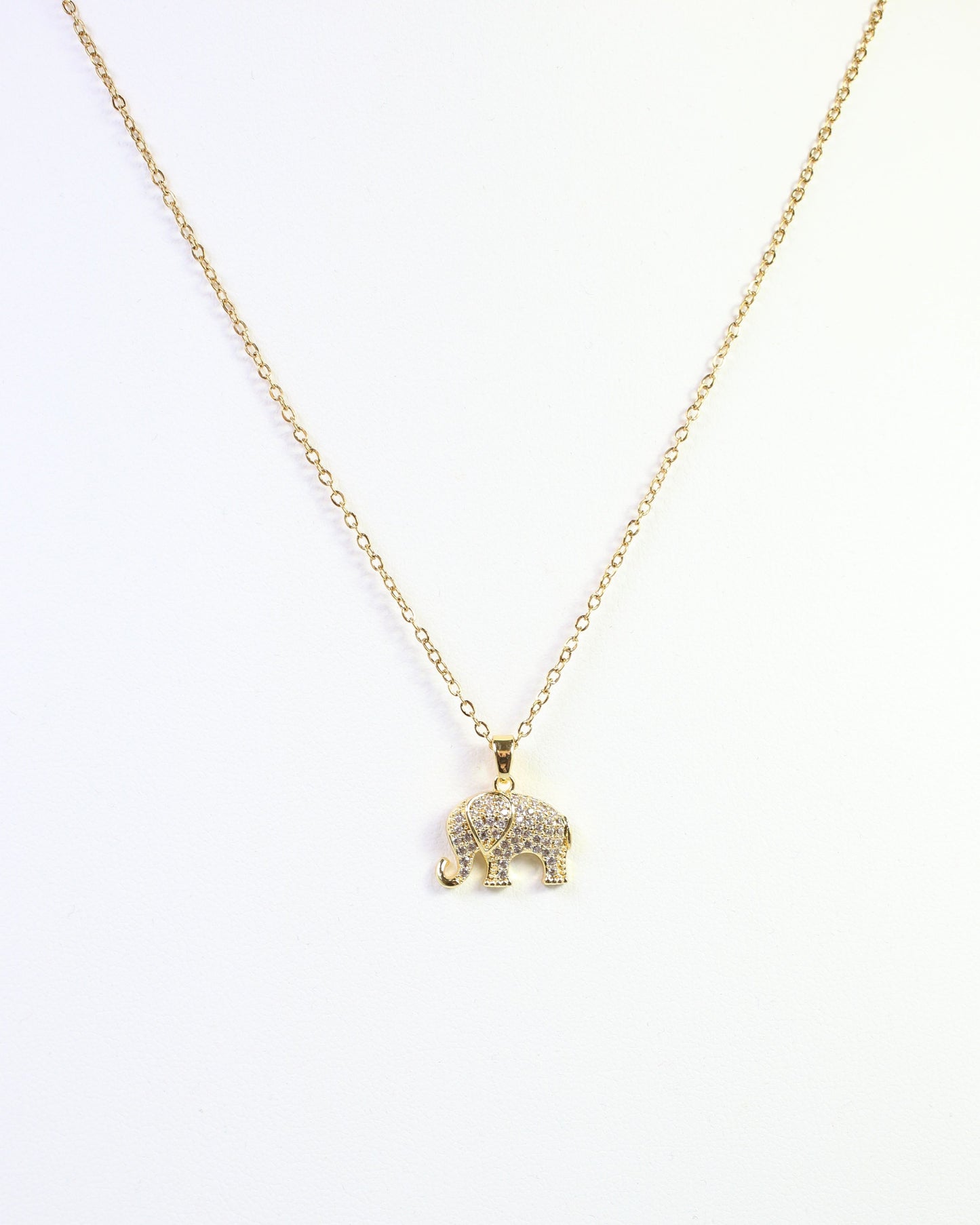 Heidi CZ Elephant Necklace WR Gold