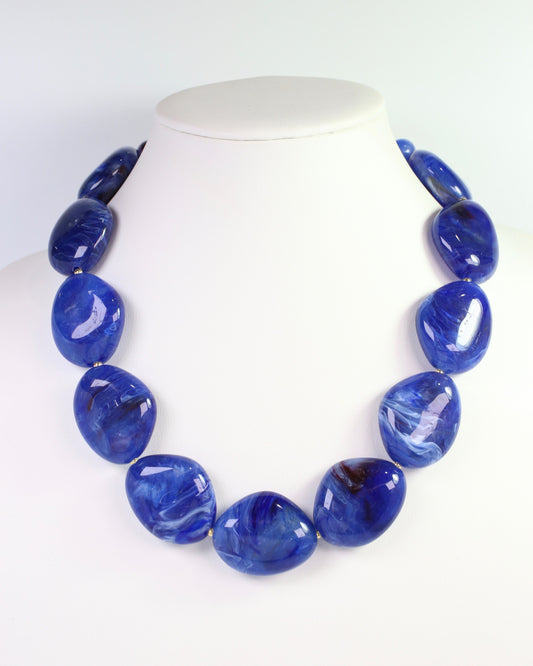 Bowlie Chunky Marble Necklace Blue
