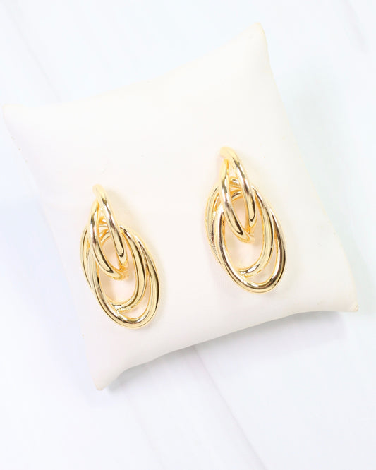 Gray Court Oval Earring Gold