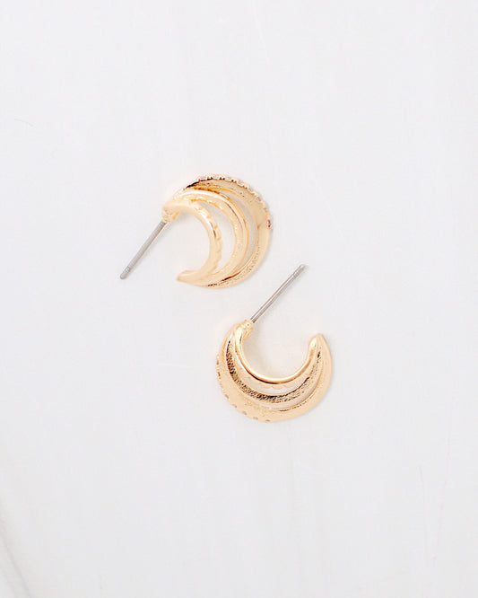 Laconia Three Line CZ Hoop WR Gold