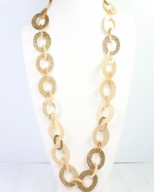 Ellsworth Hammered Long Link Necklace Gold