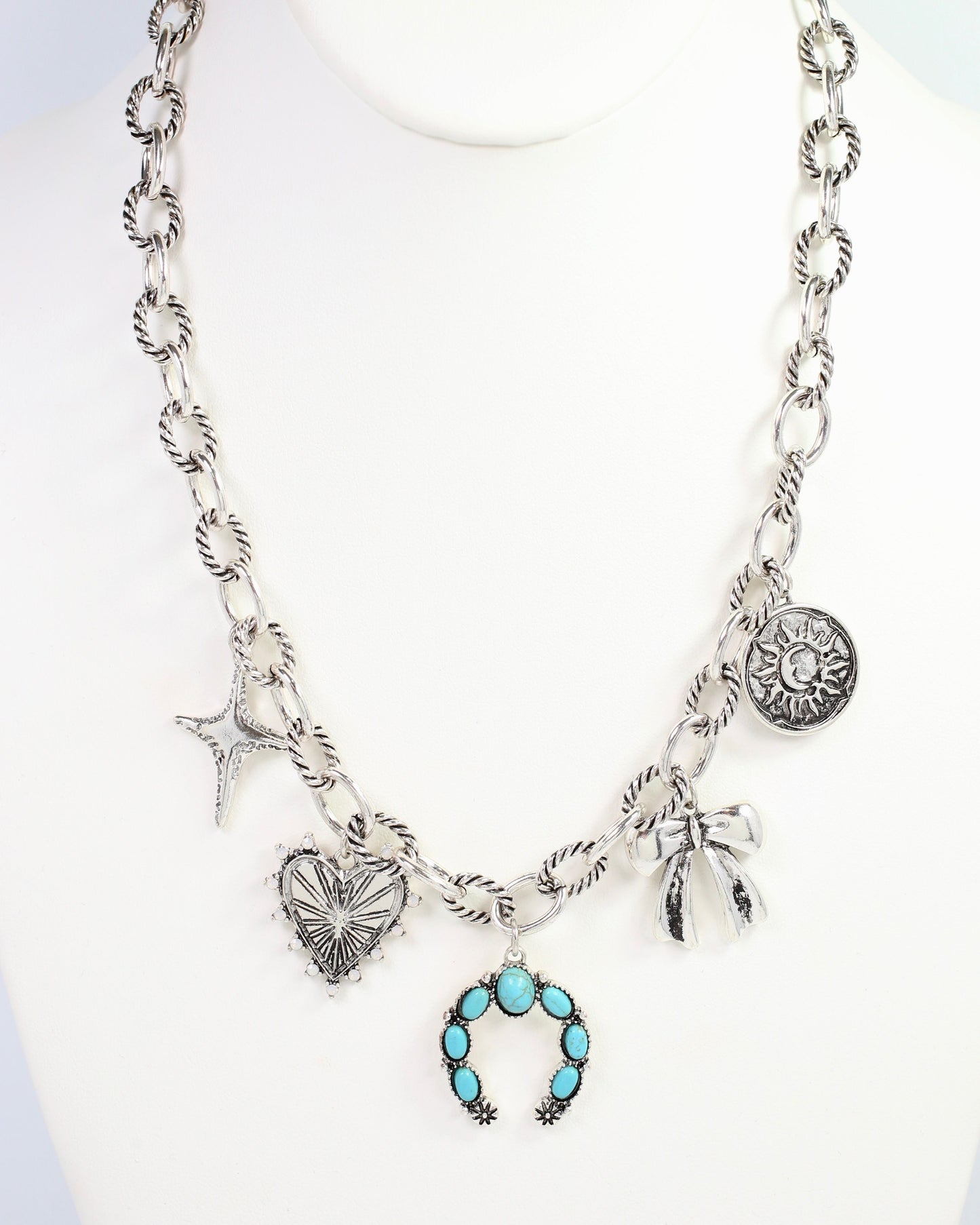 Denver Western Charm Necklace Silver