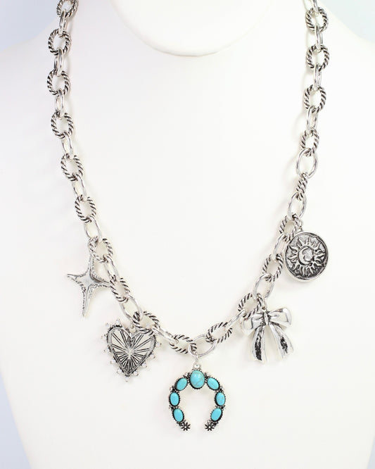 Denver Western Charm Necklace Silver