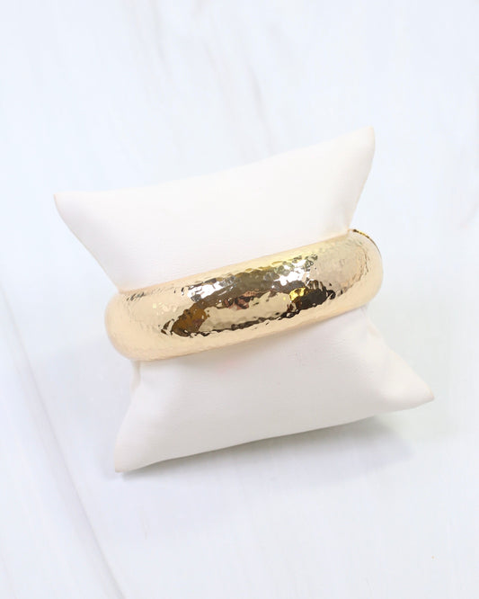 Ava Hammered Hinge Bangle Bracelet Gold