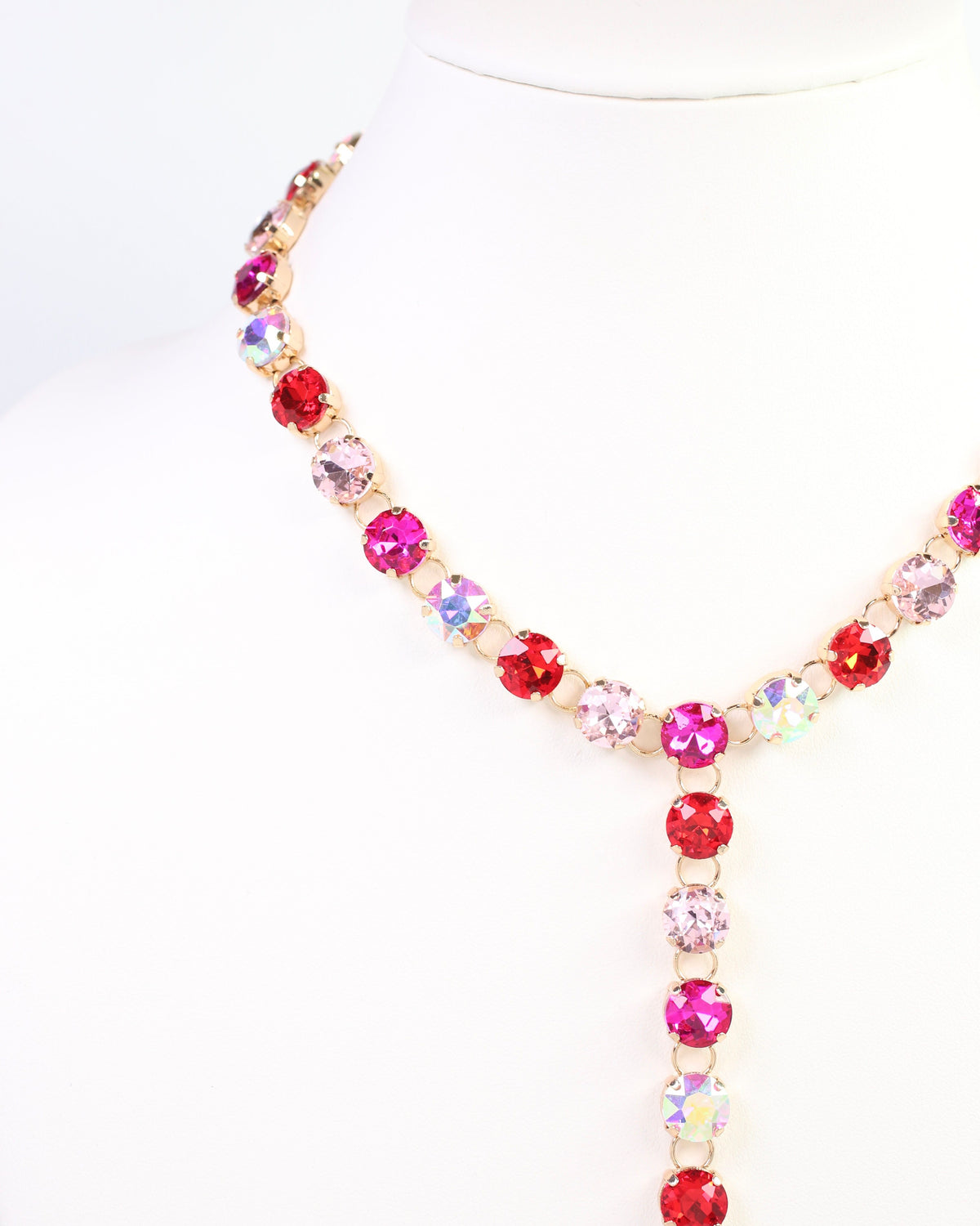 Andrea Rhinestone Y Necklace Pink Multi