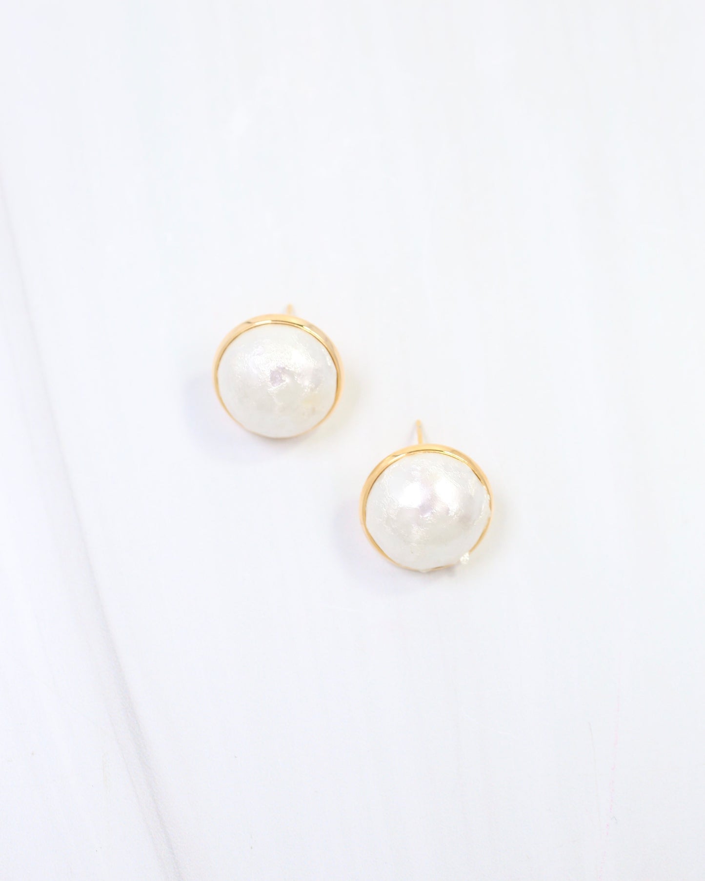 Princeton Textured Pearl Stud Earring WR Gold