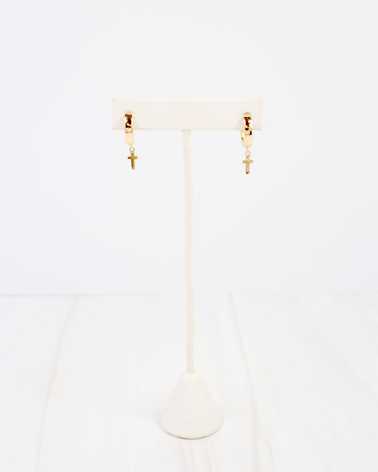 Scarsdale Cross Huggie Earring WR Gold