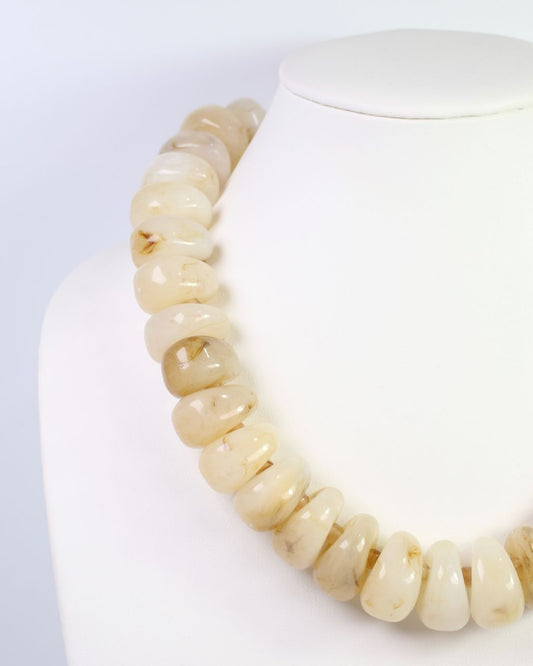 Mankato Chunky Marble Beaded Necklace Natural
