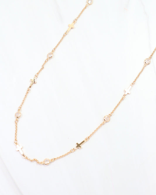 Eliza Cross Necklace Gold