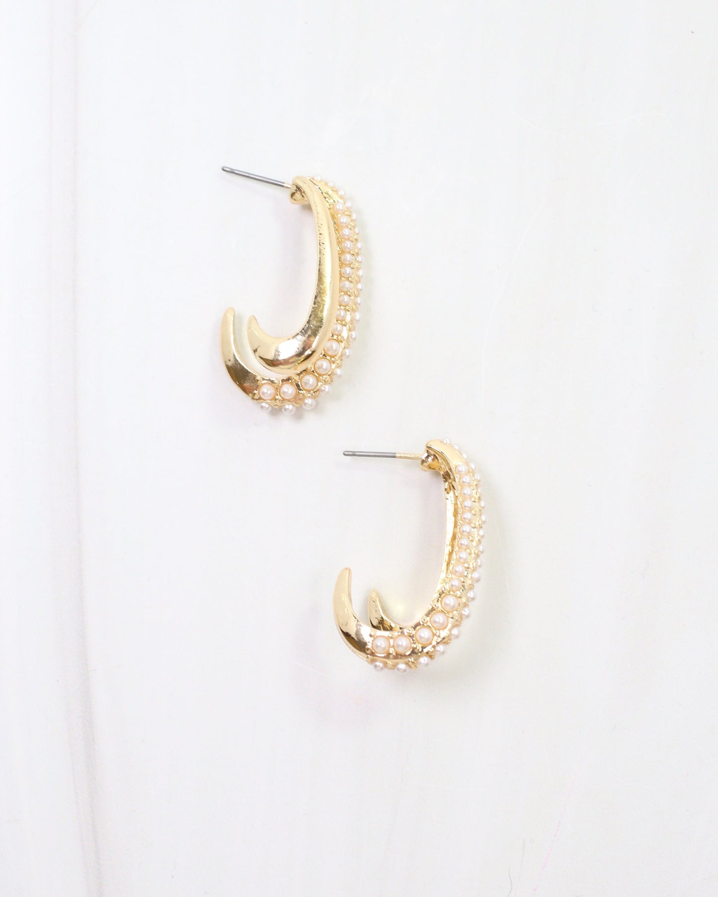 McPherson Pearl Double Hoop Earring Gold