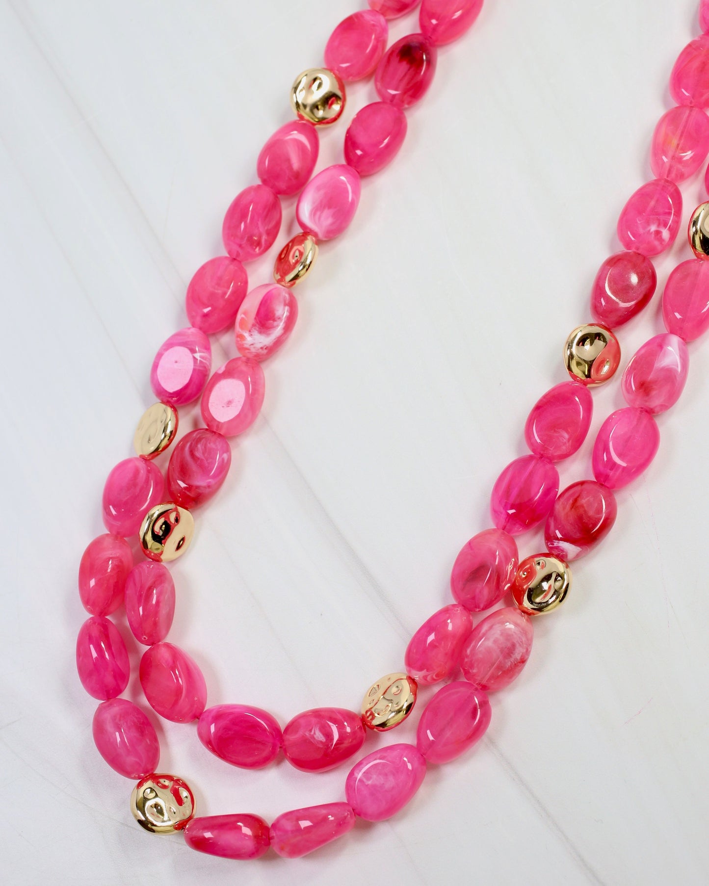 Amesbury Beaded Layered Necklace Fuchsia