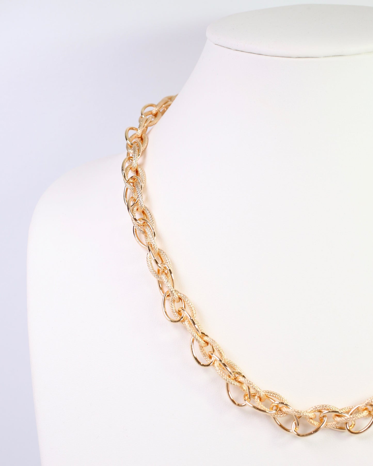 Cleveland Double Link Textured Necklace Gold