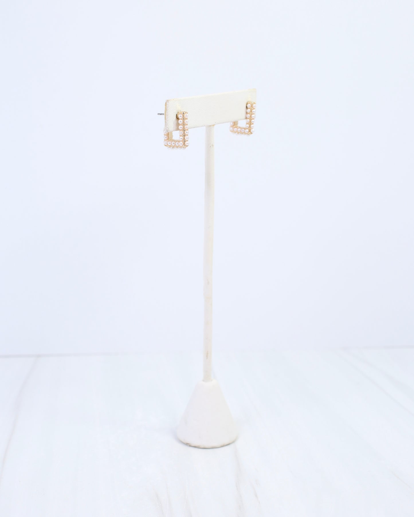 Midura Square Pearl Pave Hoop Earring Cream