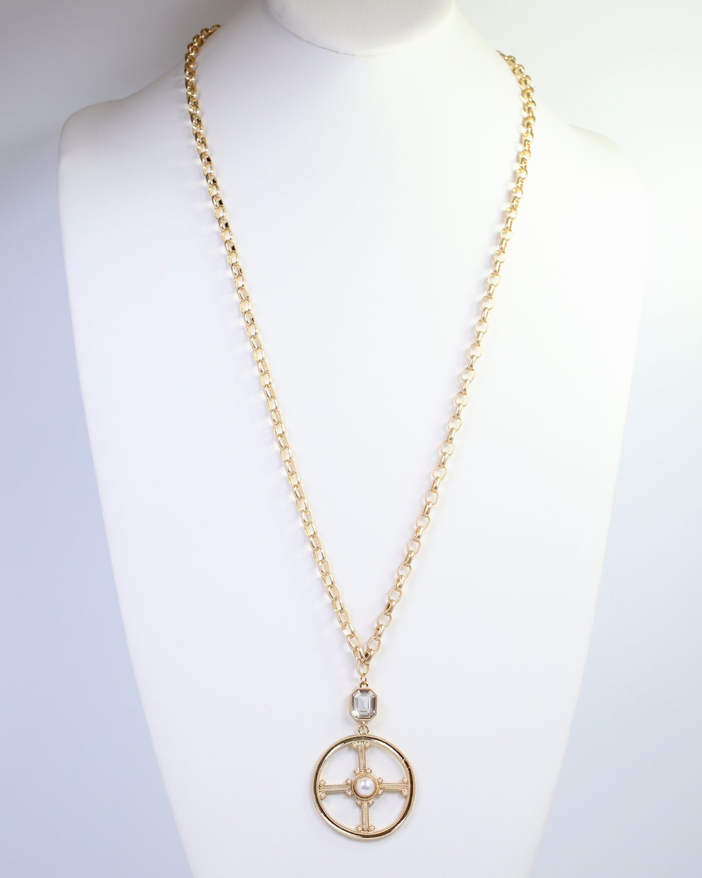 Acacia Vintage Long Link Necklace Worn Gold
