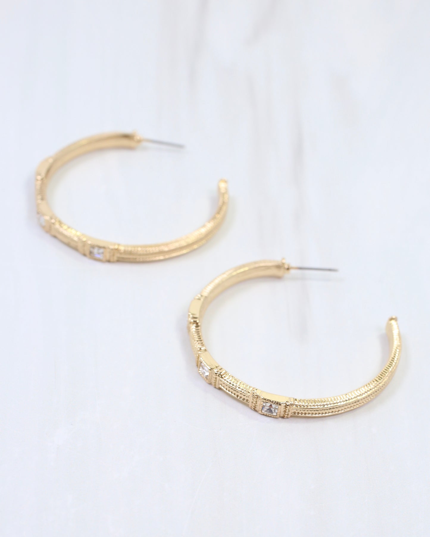 Ania Textured Large Hoop Earring Clear