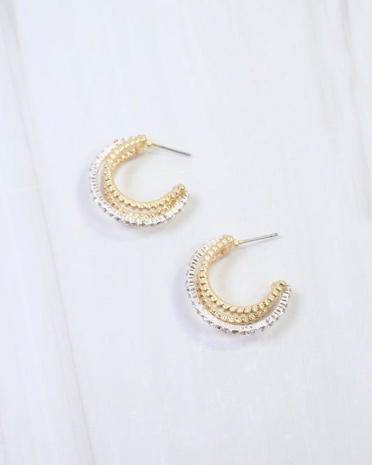 Beatrice Three Line Hoop Earring Gold Silver