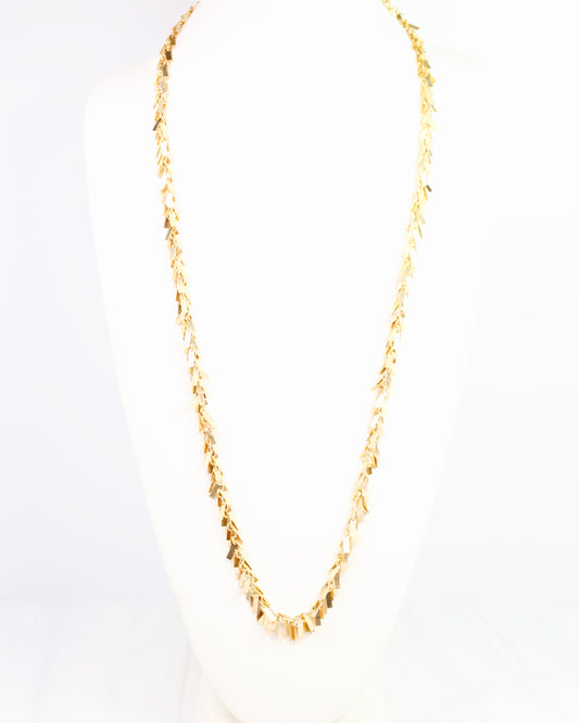 Goldie Metal Fringe Long Necklace Worn Gold
