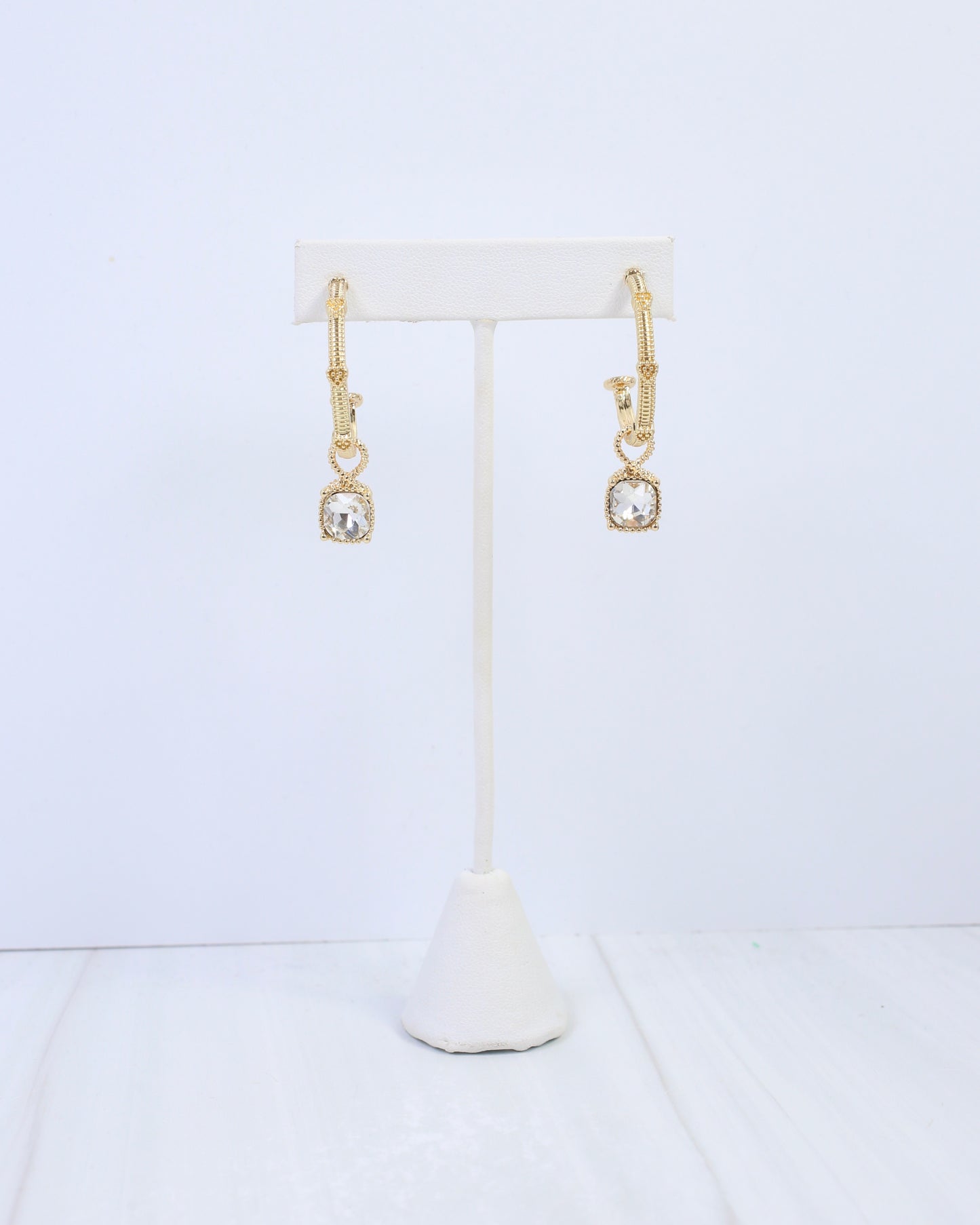 Anika Textured Large Hoop With Dangle Clear