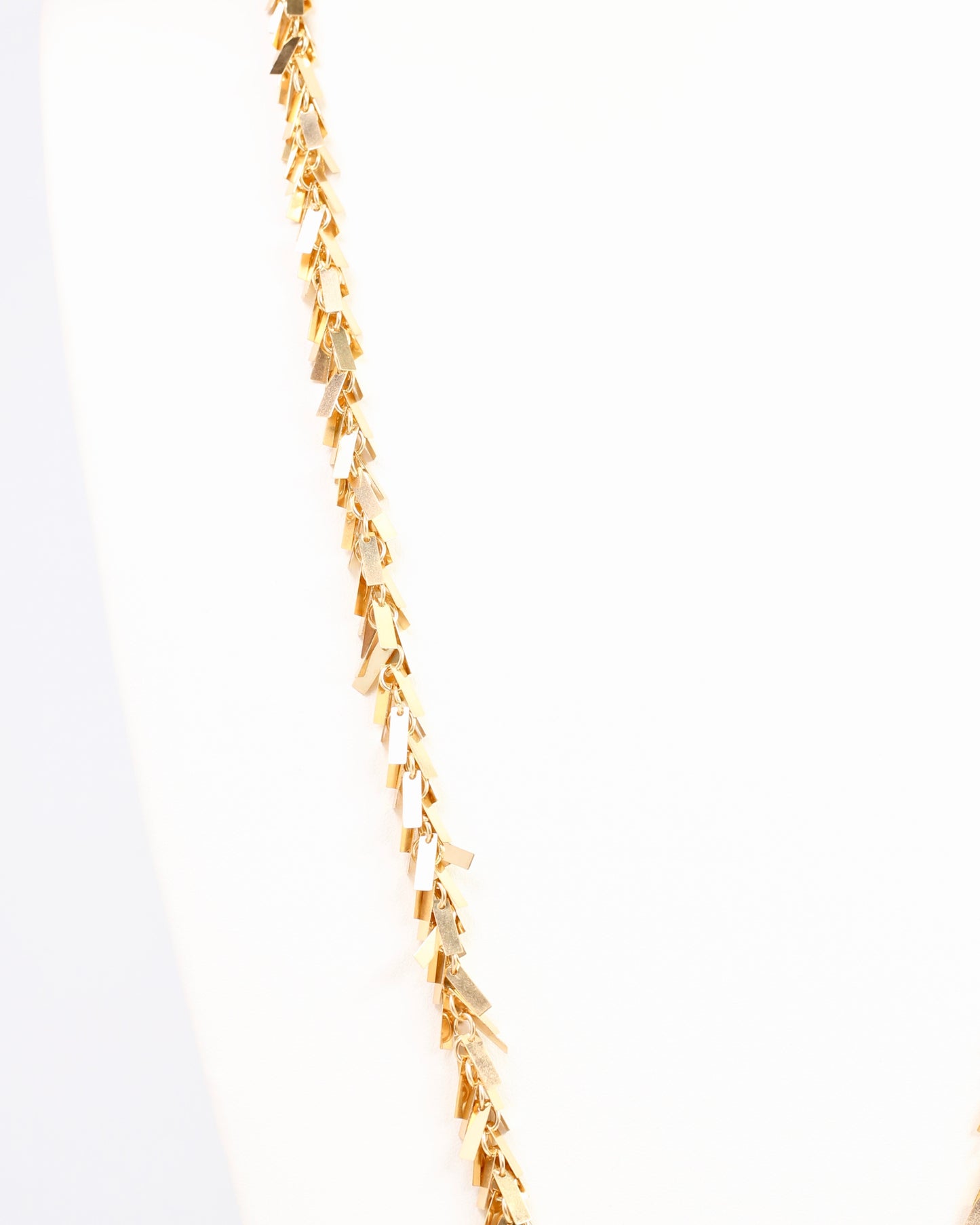 Goldie Metal Fringe Long Necklace Worn Gold