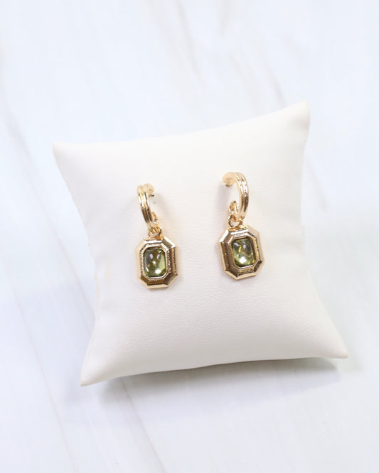 Beverly Stone Huggie Hoop Earring Olive