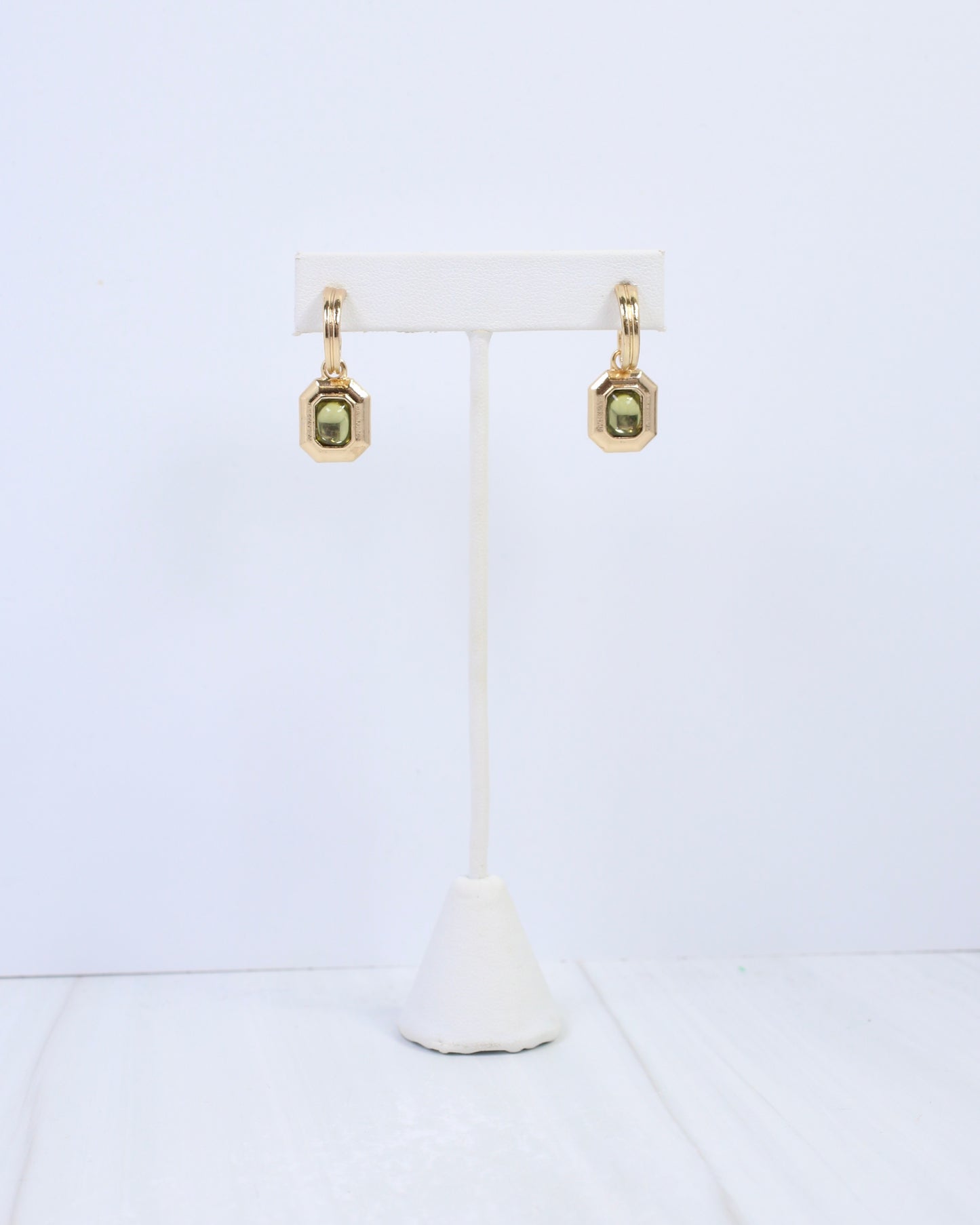 Beverly Stone Huggie Hoop Earring Olive