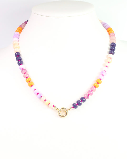 Iris Beaded Necklace Purple Orange