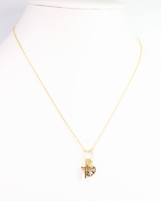 Natalie Cross Charm Necklace Gold