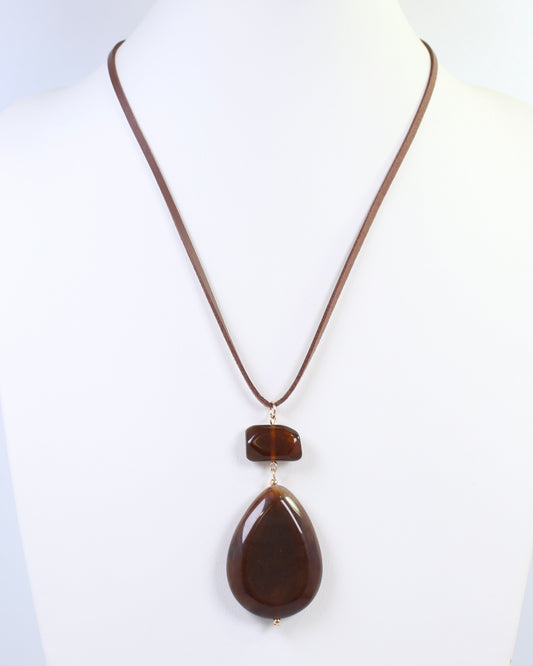 Carina Adjustable Drop Pendant Necklace Brown