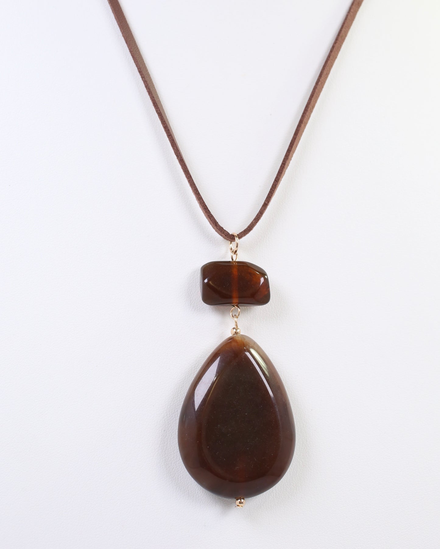 Carina Adjustable Drop Pendant Necklace Brown