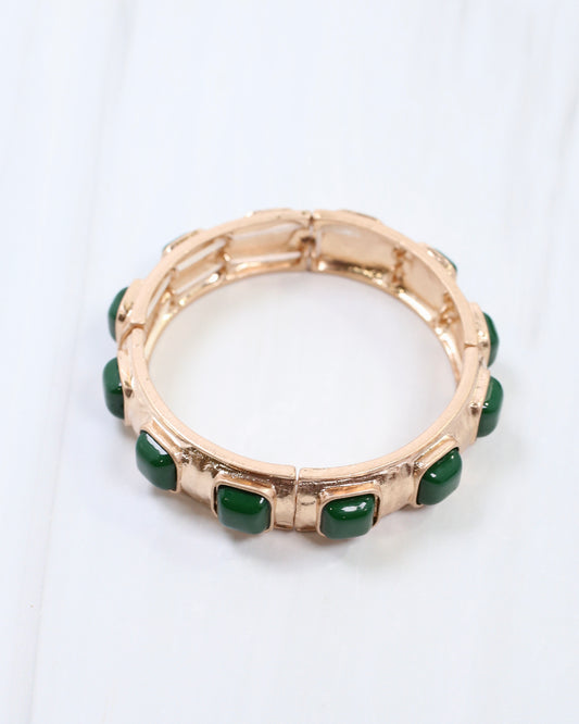 Allie Hammered Gold Stretch Bracelet Green