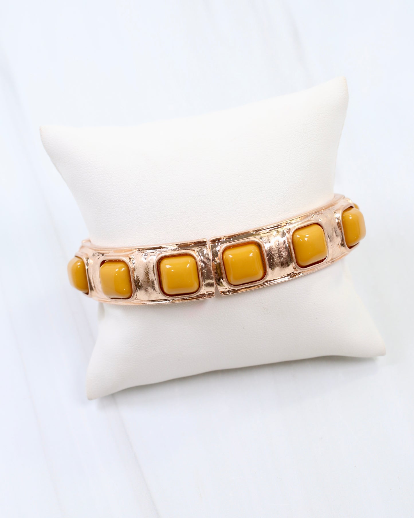 Allie Hammered Gold Stretch Bracelet Mustard