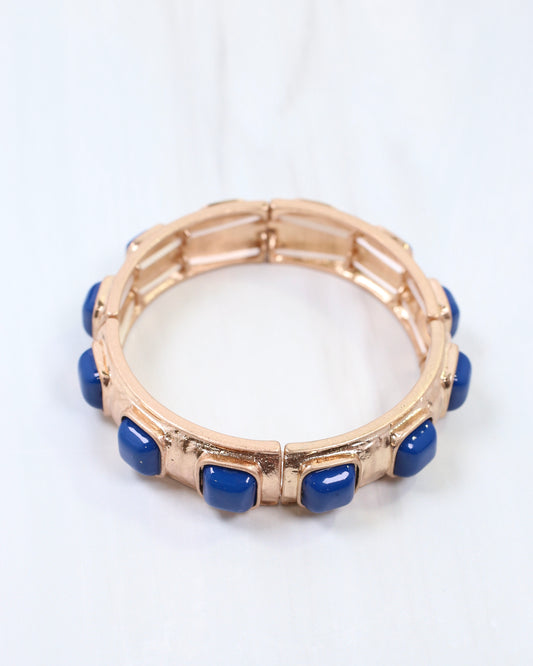 Allie Hammered Gold Stretch Bracelet Blue