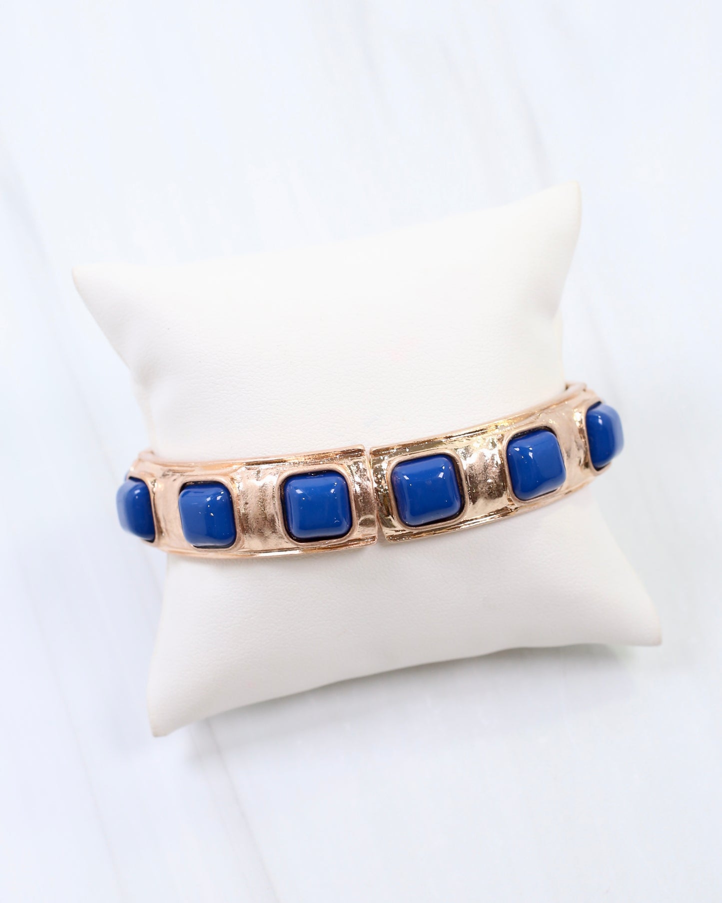 Allie Hammered Gold Stretch Bracelet Blue