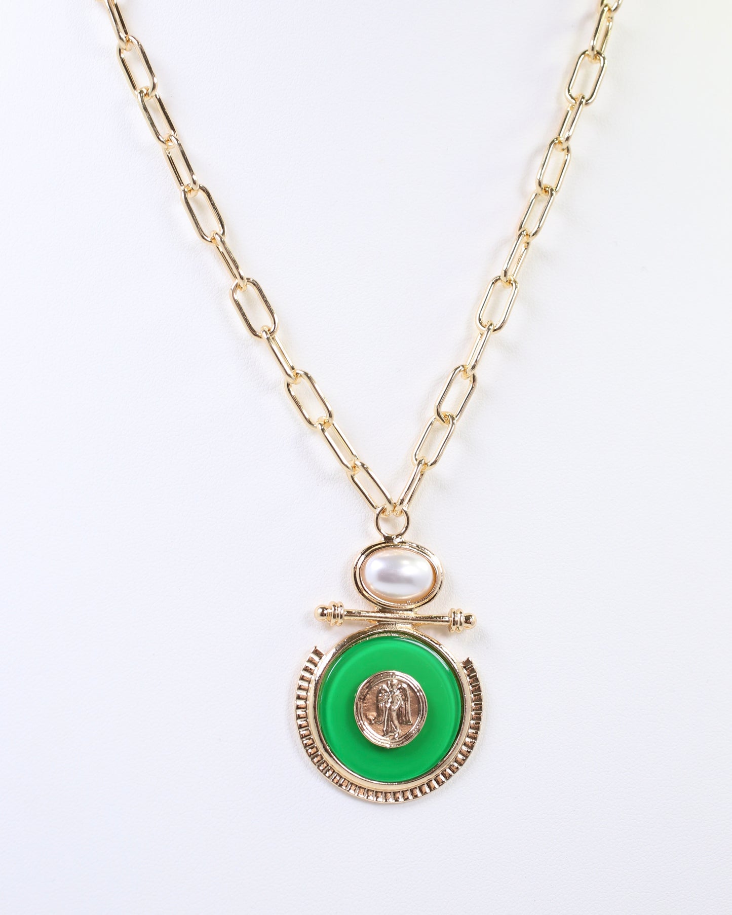 Moru Circle Pendant Necklace Green